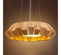 Warm Home Wooden Chandelier Nordic Modern Minimalist Style Restaurant Bedroom Stepless Dimming Solid Wood LED Round Wood Ceiling Lamp