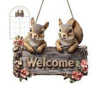Warm Inviting Welcome Front Door Sign Squirrel Wooden Porch Sign