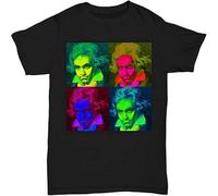 WARM KISS Ludwig Van Beethoven Pop Art Design Shirt T Shirts for Mens Black XXL
