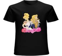 WARM KISS Mens Lady Oscar And Androgyne T Shirt Graphic Cotton The Rose of Versailles Graphic Tees Black L