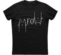 WARM KISS Meow Cute Funny Cat Printed Mens Short Sleeve Cotton T Shirt Black S