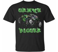 WARM KISS Monster Truck Shirt Grave Green Digger Racing Tee T Shirt Men's Tops Tee Black L