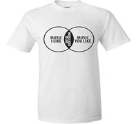 WARM KISS Music I Like Venn Diagram Funny Band Tees Mens Graphic Musician T Shirts White M