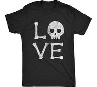 WARM KISS Rumin Men's Love Skull Tshirt Funny Skeleton Bones Halloween Party Graphic Tee Shirts Black L