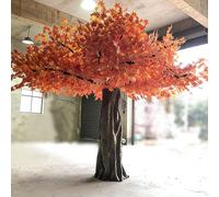 Warm Orange Artificial Maple Tree, Commercial Use Fake Autumn, Natural Bark Fall, Eco-Friendly Floral Accent for Home & Cafe(7 * 7M)