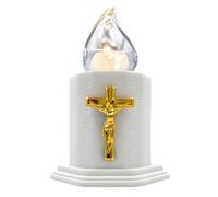 WARM RAY Candele a LED per cimiteri e chiese candele a batteria con effetti fiamma oscillante resiste pioggia sole durata 210 giorni (BIANCO)