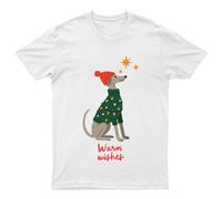Warm Wishes Christmas Dog Lights T-Shirt Uomo Maglietta Donna Vacanze...