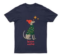 Warm Wishes Christmas Dog Lights T-Shirt Uomo Maglietta Donna Vacanze...