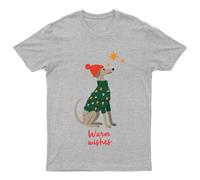 Warm Wishes Christmas Dog Lights T-Shirt Uomo Maglietta Donna Vacanze...