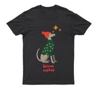 Warm Wishes Christmas Dog Lights T-Shirt Uomo Maglietta Donna Vacanze...