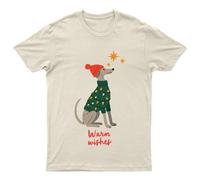 Warm Wishes Christmas Dog Lights T-Shirt Uomo Maglietta Donna Vacanze...