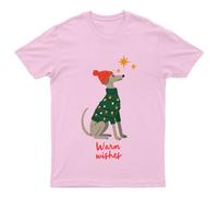 Warm Wishes Christmas Dog Lights T-Shirt Uomo Maglietta Donna Vacanze...