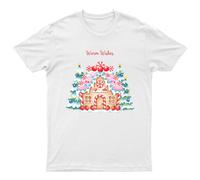 Warm Wishes Gingerbread House T-Shirt Unisex Regalo Retrò Divertente Donna...
