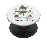 Warm Wishes Pupazzo di neve Natale carino inverno neve vacanze PopSockets PopGrip Adesivo