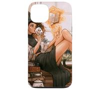 Warm Witch Reading Nook Cozy Magical Girl Tea libro degli incantesimi Custodia per iPhone 13
