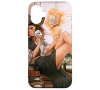 Warm Witch Reading Nook Cozy Magical Girl Tea libro degli incantesimi Custodia per iPhone 16 Plus
