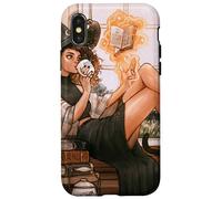 Warm Witch Reading Nook Cozy Magical Girl Tea libro degli incantesimi Custodia per iPhone X/XS