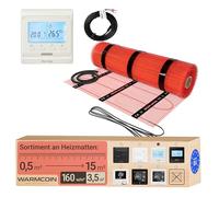 Warmcoin® Kit Riscaldamento a Pavimento Elettrico 160W/m² - Stuoia Autoadesiva 3,5 m² (0,5x7m) - Piastrelle, Laminato, Vinile - Con Cronotermostato LCD Programmabile W51 Bianco