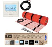 Warmcoin Riscaldamento a pavimento elettrico completo 160 W/m² - Tappetino riscaldante autoadesivo per piastrelle, laminato, vinile e parquet [0,5 x 6 m = 3 m²] - Include termostato LCD programmabile