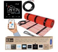 Warmcoin Set riscaldamento a pavimento elettrico 0,5 m² 160 W/m² - Termostato WLAN W100 nero con sensore migliorato - Tappetino riscaldante per laminato, vinile, piastrelle, riscaldamento a pavimento