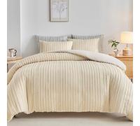 WARMDERN Set copripiumino trapuntato per letto king size, motivo a righe kaki, stile bohémien, 3 pezzi, copripiumino ultra morbido, in microfibra lavata, con chiusura a cerniera (king size, kaki)