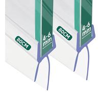 Warmfay Guarnizione doccia 2 x 80 cm, guarnizione doccia per 4 mm, 5 mm, 6 mm di spessore, deflettore dell'acqua con bordo in gomma allungato, guarnizioni trasparenti per porte doccia