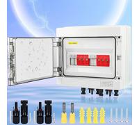 Warmfay Protezione contro le sovratensioni PV Solar Blitzschutz 1000V DC 20-40KA T2, PV scatola di collegamento 2 stringhe 12 moduli (2 in 2 Out) per impianto fotovoltaico IP65 impermeabile