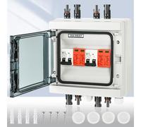 Warmfay Protezione da sovratensione PV DC1000 V, protezione da fulmine, interruttore di protezione 32 A DC, impianto PV 2 corde, IP65, impermeabile e resistente ai raggi UV, scatola di collegamento