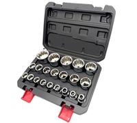 Warmfay Set di chiavi a bussola, 1/2", 21 pezzi, 8-36 mm, duodici a 12 punti, in acciaio CV Torx, sistema universale, esagonale, set di dadi