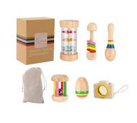 Warmforwel Set di sonagli per Bambini dai 3 agli 8 Anni | Bastone della Pioggia, Maracas, caleidoscopio e Altro di Ispirazione Montessori | Giocattolo sensoriale in Legno Naturale per Bambini