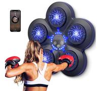 Warmfunn Macchina da Boxe Musicale, Dispositivo di Boxe Elettronica da Parete Domestico, Smart Bluetooth Pugile Elettronico, Regalo di Boxe per Bambini e Adulti (Nero+Luce Blu)