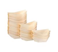 Warmhm 100 Pezzi Barchette in Legno Design Elegante e Funzionale Usa e Getta per Sushi e Dessert, Piatti Multiuso Decorativi e Unici, per Ristoranti e Raduni di Amici