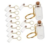 Warmhm 12 Pezzi Mini Bottiglie Vetro con Tappo Sughero con Portachiavi in Metallo Piccoli Barattoli Trasparenti per Messaggi Vasi Incantesimi e Progetti DIY per Decorazioni e Bomboniere