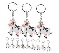 Warmhm 12 Pezzi Portachiavi di Mucca coccolone Mucca dell'altopiano Animali Divertente Etichetta Keychain Ciondolo Borsa di Mucca ciondoli Portachiavi Mucca PVC Bianca