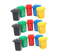 Warmhm 15 pezzi Mini Bidoni Spazzatura Giocattolo per Modelli Miniatura Realistici con Etichette Accessori Interattivi per Casa delle Bambole e Educazione alla Raccolta Differenziata