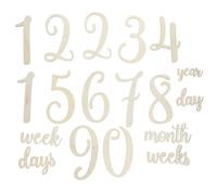 Warmhm 19 Pezzi Pietra miliare in legno primo marcatori carta, divertente OH carta mese neonato Carte di crescita per Card per un anniversario del mese di legno Beige