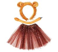 Warmhm 1set Costume Da Leone Per Bambina Include Cerchietto Con Orecchie Coda e Gonna Tutu Per Halloween Carnevale e Feste Tema Animali