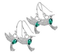 Warmhm 2 Paia di Orecchini a Bottone Colibrì con Zirconi Verdi, Design Volante Elegante, Gioielli da Donna per Uso Quotidiano e Regalo Madre-figlia, Scatola Confezione Regalo Pronta