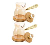 Warmhm 2 Pezzi Caffettiera Turca in Vetro con Laterale Bollitore Versatile per Turco e Tè Riscalda Latte e Finitura per Cucina Domestica