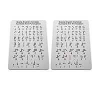 Warmhm 2 Pezzi Lavagna Alfabeto Braille in Alluminio-plastica Argento Punti in Rilievo, Strumento Interattivo per Apprendimento a Casa in Contesti Educativi per Non Vedenti