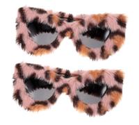 Warmhm 2 Pezzi Occhiali Sole Pelosi Cat Eye Leopardato Occhiali per Anni e Protettivi per Attività All Aperto