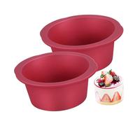 Warmhm 2 Pezzi Stampi Silicone Mini Torte Rosso Vino Antiaderenti e Riutilizzabili Stampi Rotondi per Dessert e Mousse per e Dolci