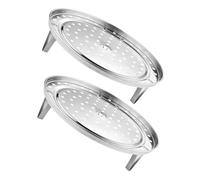 Warmhm 2 Pezzi Steaming Food Rack in Stainless Steel With Removable Legs Round Elevated Tray For Even Cooking And Stable Base For Steaming Vegetables Fish And Eggs in Kitchen
