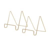 Warmhm 2 Pezzi Supporto Piatti e Cornici in Metallo Oro Cavalletto Espositore Multiuso Robusto per Tavolo Stand Decorativo per Piatti Foto Libri e Quadri Design Moderno ed Elegante