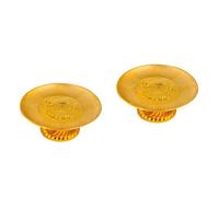 Warmhm 2 Pezzi Vassoio Porta Frutta Plastica Sacrificio Buddista Lotus Dorato Contenitore Offerte per Tempio e Uso Domestico Design Compatto e Durevole