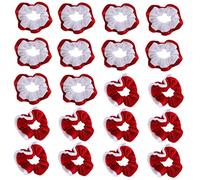 Warmhm 20pezzi Elastici per Capelli Natalizi Pz Elastici in Flanella per Capelli per Coda di Cavallo per Feste e Cerimonie