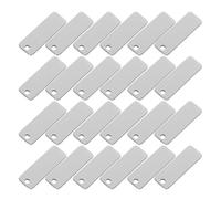 Warmhm 25 Pezzi Portachiavi Rettangolari in Acciaio Inossidabile Lucido con Targhette Vuote per Incisione e Sublimazione per Gioielli Portachiavi Animali e Valigie