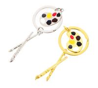 Warmhm 2pezzi Portachiavi Forma Di Penna Da Disegno Argento Dorato Ciondolo Chiave Creativo e Elegante Decorazione Per Auto e Borsa