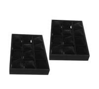 Warmhm 2pezzi Vassoio Portagioie da Scomparti Organizer per Braccialetti in Velluto Nero Supporto per Orologi Cuscini Individuali Espositore per Cassettiera e Armadio