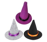 Warmhm 3 Pezzi Cappellini Festa Halloween Mini Cappello Strega | Decorazioni per Bottiglia, Set Nero Grigio Viola da 3, 5cm, Accessori Costume Halloween
